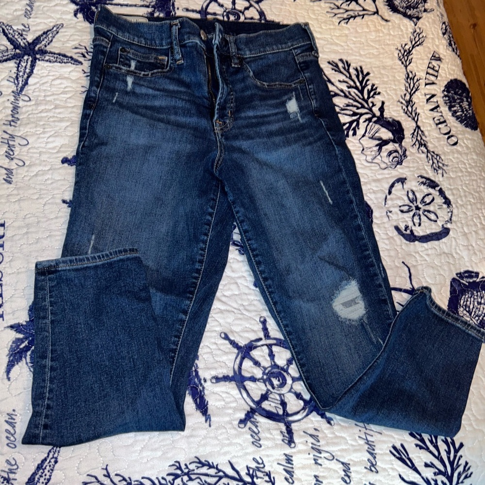 GAP Distressed Blue Ankle Jeans